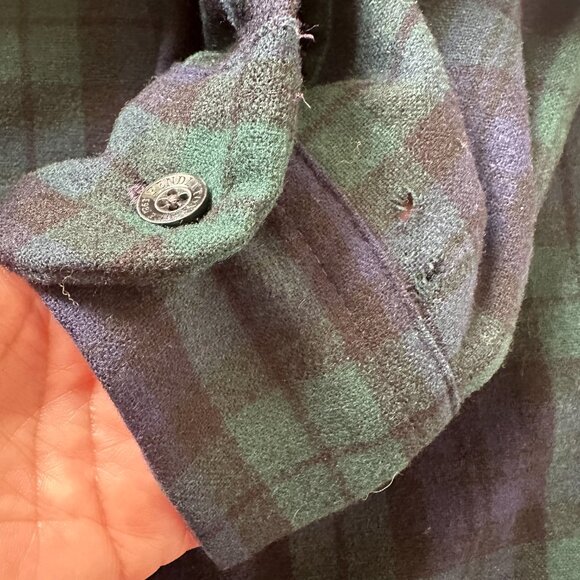 Pendleton Board Shirt Mens XL Green Blue Black Watch Tartan Wool Flannel Outdoor - Picture 7 of 13